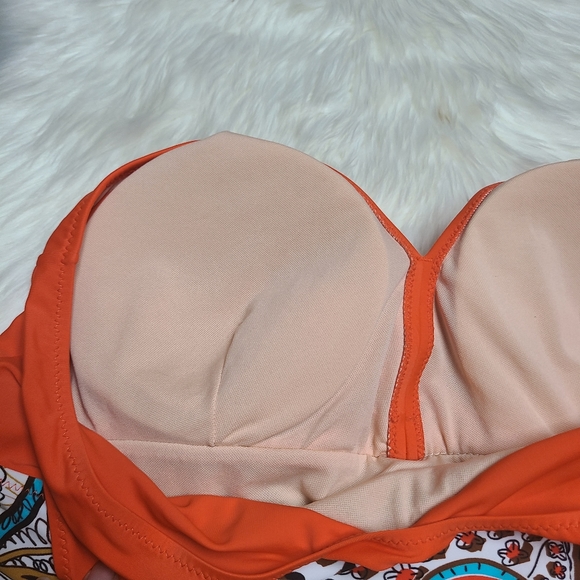 Swimsuit one piece with dress orange plus sz - Picture 6 of 9